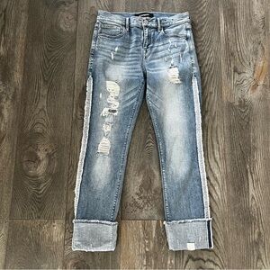 EXPRESS Cropped Skinny Mid Rise Distressed Denim Jeans Size 6